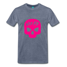 Neon Pink Skull - heather blue