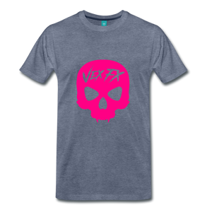 Neon Pink Skull - heather blue