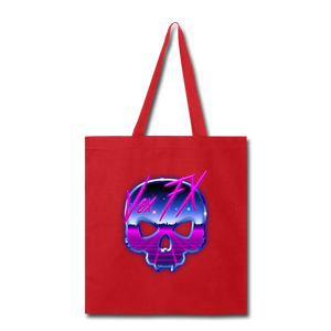 80s Synthwave Skull Tote - red