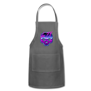 80s Synthwave Skull Apron - charcoal