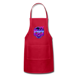 80s Synthwave Skull Apron - red