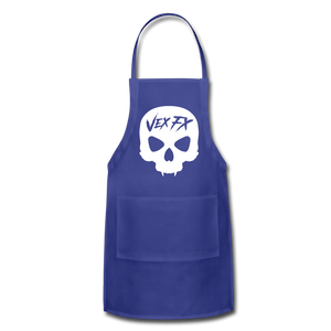 White Skull Apron - royal blue