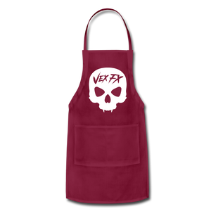 White Skull Apron - burgundy