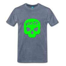 Neon Green Skull - heather blue