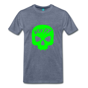 Neon Green Skull - heather blue