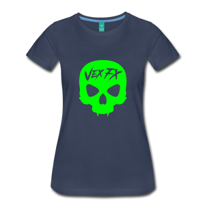 Neon Green Skull T - navy