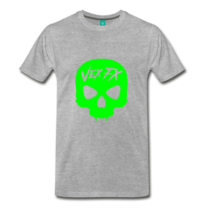 Neon Green Skull - heather gray