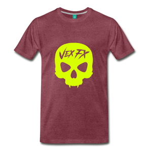 Neon Yellow Skull - heather burgundy