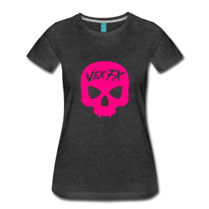 Neon Pink Skull T - charcoal gray