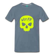 Neon Yellow Skull - steel blue