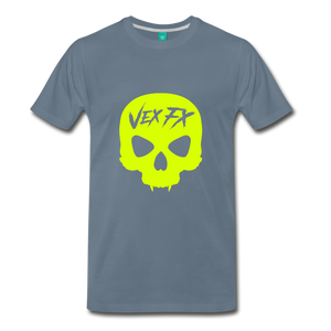 Neon Yellow Skull - steel blue