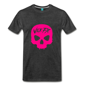 Neon Pink Skull - charcoal gray