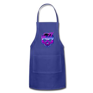 80s Synthwave Skull Apron - royal blue