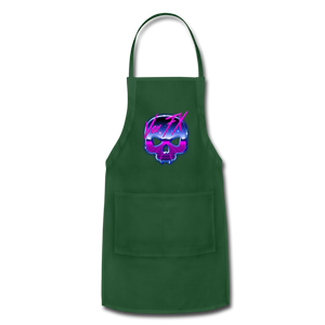 80s Synthwave Skull Apron - forest green