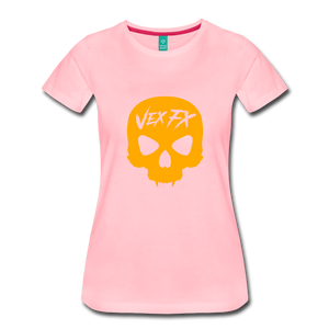 Neon Orange Skull T - pink