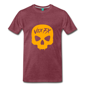 Neon Orange Skull - heather burgundy