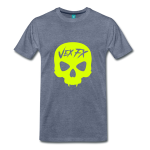 Neon Yellow Skull - heather blue