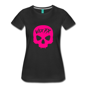 Neon Pink Skull T - black