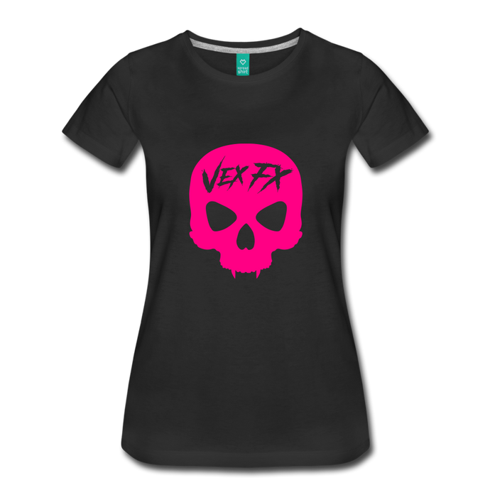 Neon Pink Skull T - black