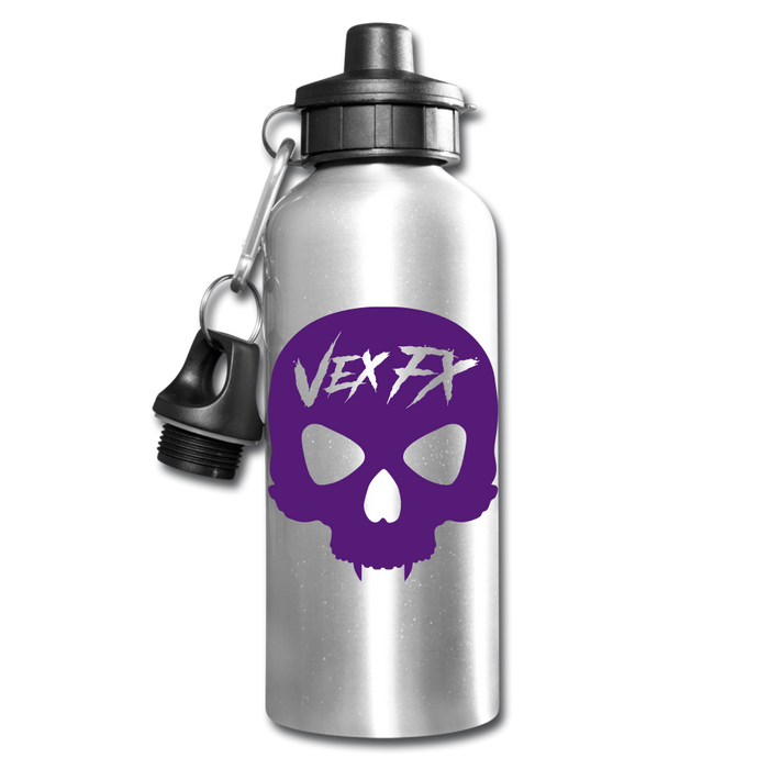 Purple Skull Water Bottle - silver