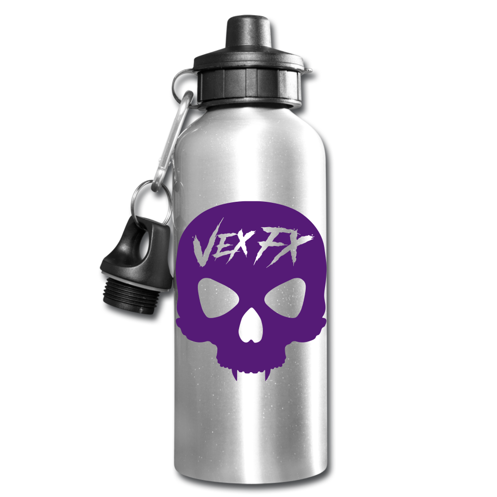 Purple Skull Water Bottle - silver