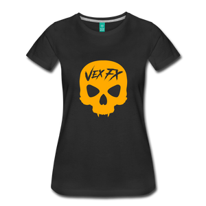 Neon Orange Skull T - black