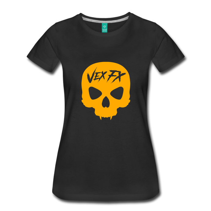 Neon Orange Skull T - black