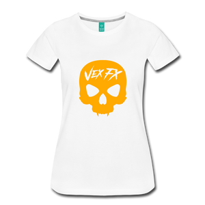 Neon Orange Skull T - white