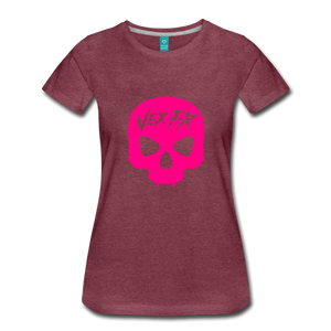 Neon Pink Skull T - heather burgundy