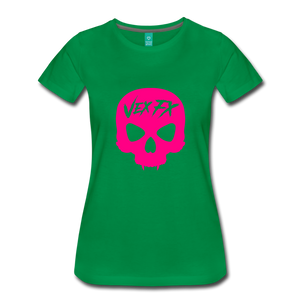 Neon Pink Skull T - kelly green