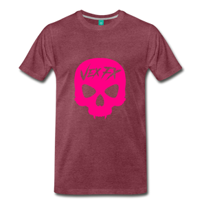 Neon Pink Skull - heather burgundy