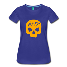 Neon Orange Skull T - royal blue