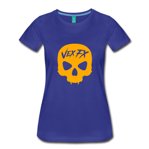 Neon Orange Skull T - royal blue