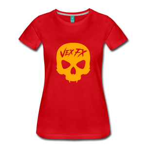 Neon Orange Skull T - red