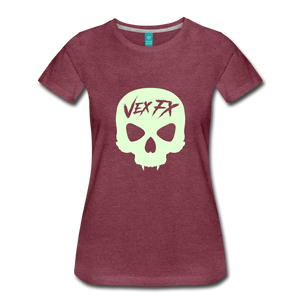 Glow In The Dark Skull T - heather burgundy