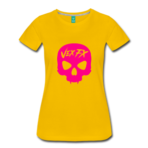 Neon Pink Skull T - sun yellow