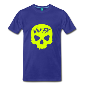 Neon Yellow Skull - royal blue