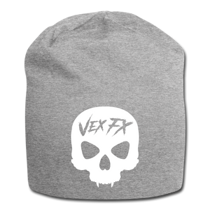 White Skull Jersey Beanie - heather gray