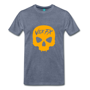 Neon Orange Skull - heather blue