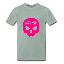 Neon Pink Skull - steel green