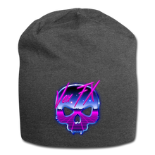 80s Synthwave Skull Beanie - charcoal gray