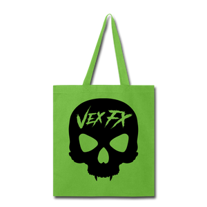 Black Skull Tote - lime green