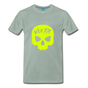 Neon Yellow Skull - steel green