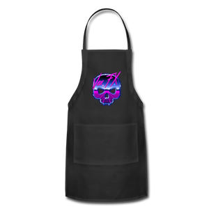 80s Synthwave Skull Apron - black