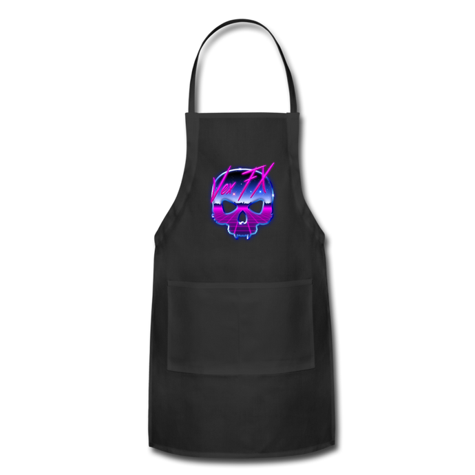 80s Synthwave Skull Apron - black