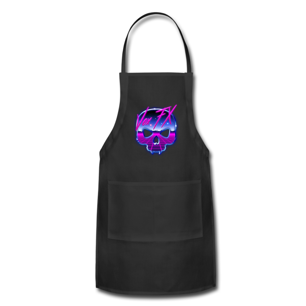 80s Synthwave Skull Apron - black