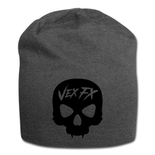 Black Skull Jersey Beanie - charcoal gray