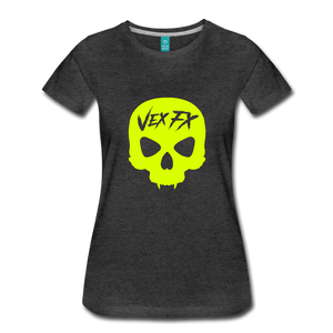 Neon Yellow Skull T - charcoal gray