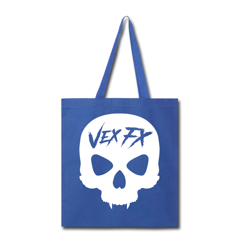 White Skull Tote - royal blue