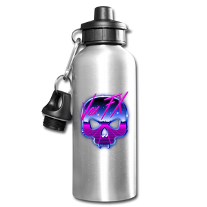 80s Synthwave Skull Water Bottle - silver